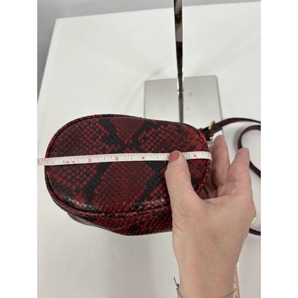 Michael Kors Frankie Crossbody Bag Red Black Snakeskin Print Small Pouch Bucket - Picture 7 of 14